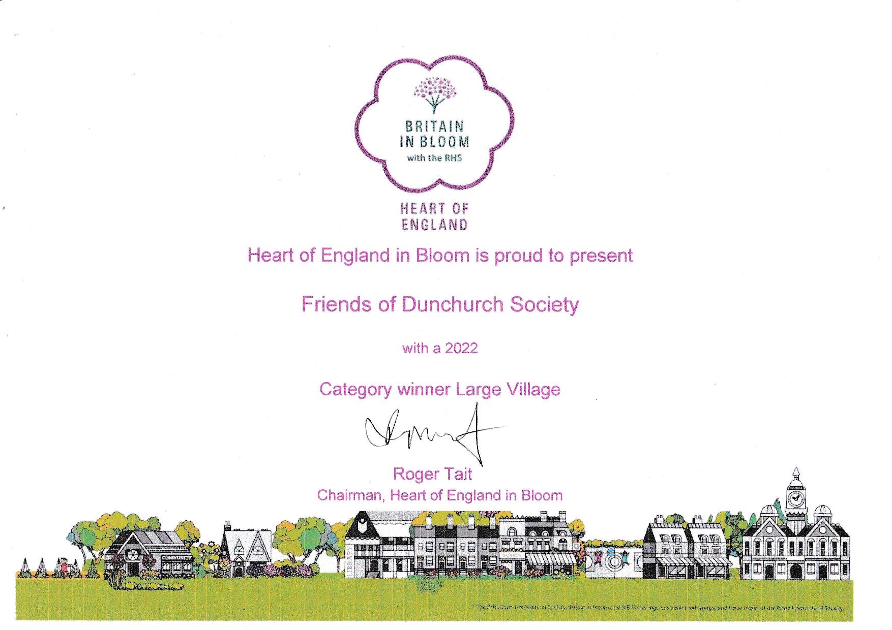 Heart ofd England Awards 2022 - Overall Large Village Gold